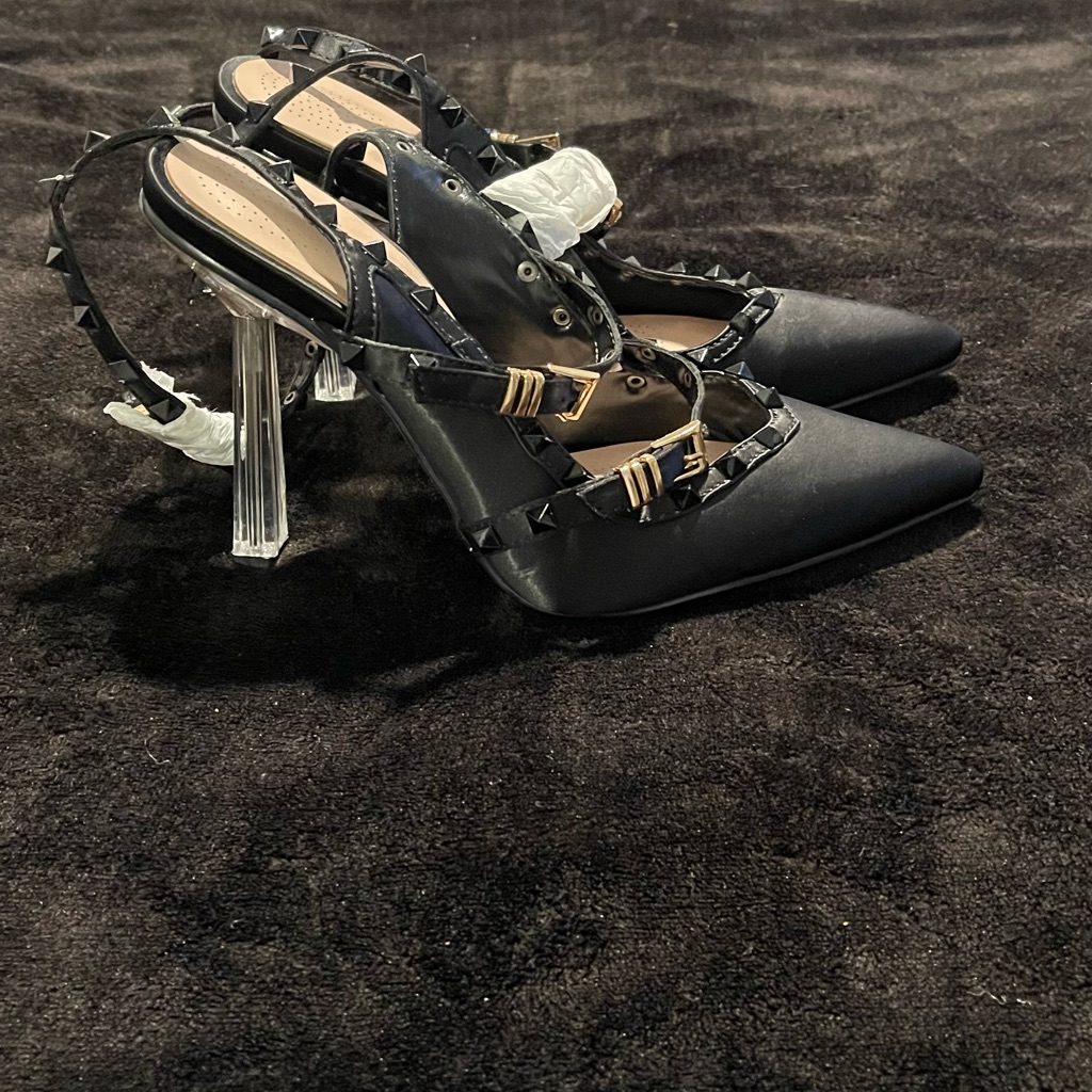 Chic Black Studded Heels
